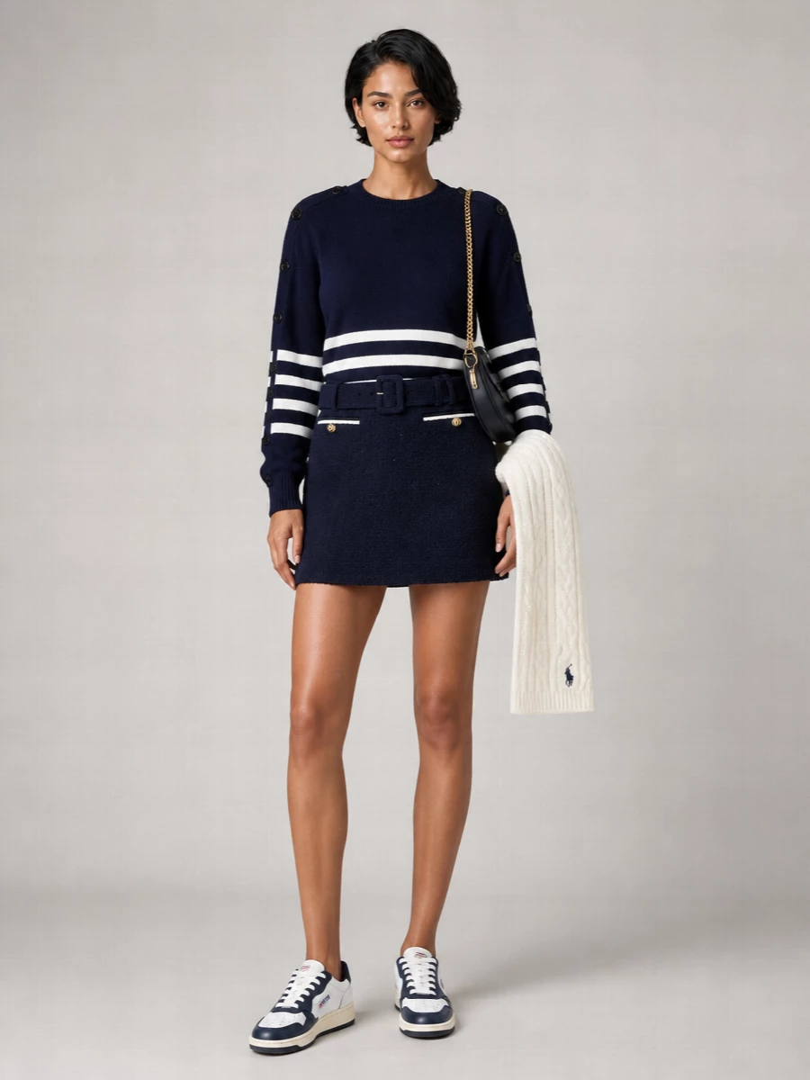 Semicouture Striped Wool Cashmere Crew Neck Jumper