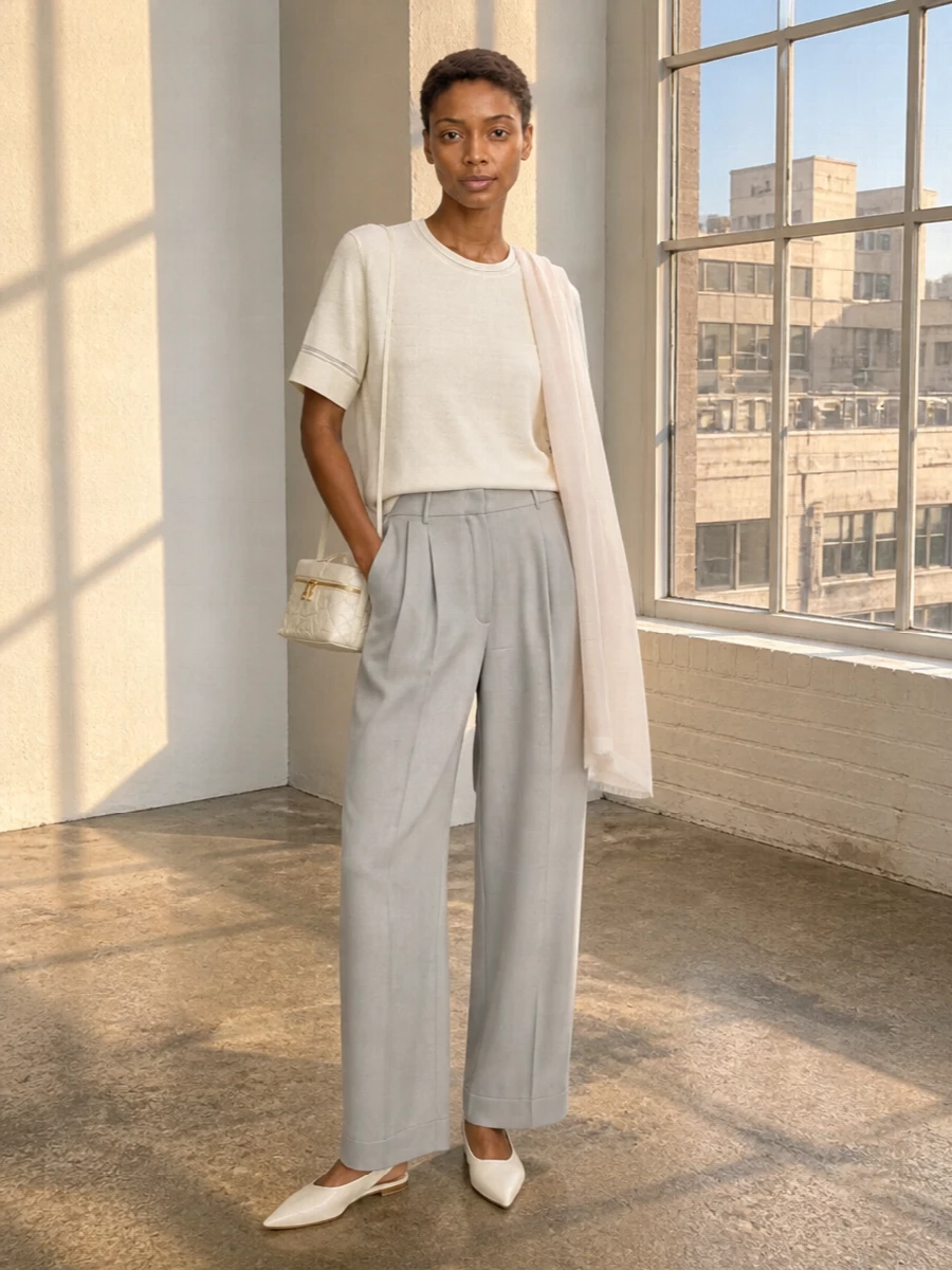 Fabiana filippi ivory top wide leg trousers