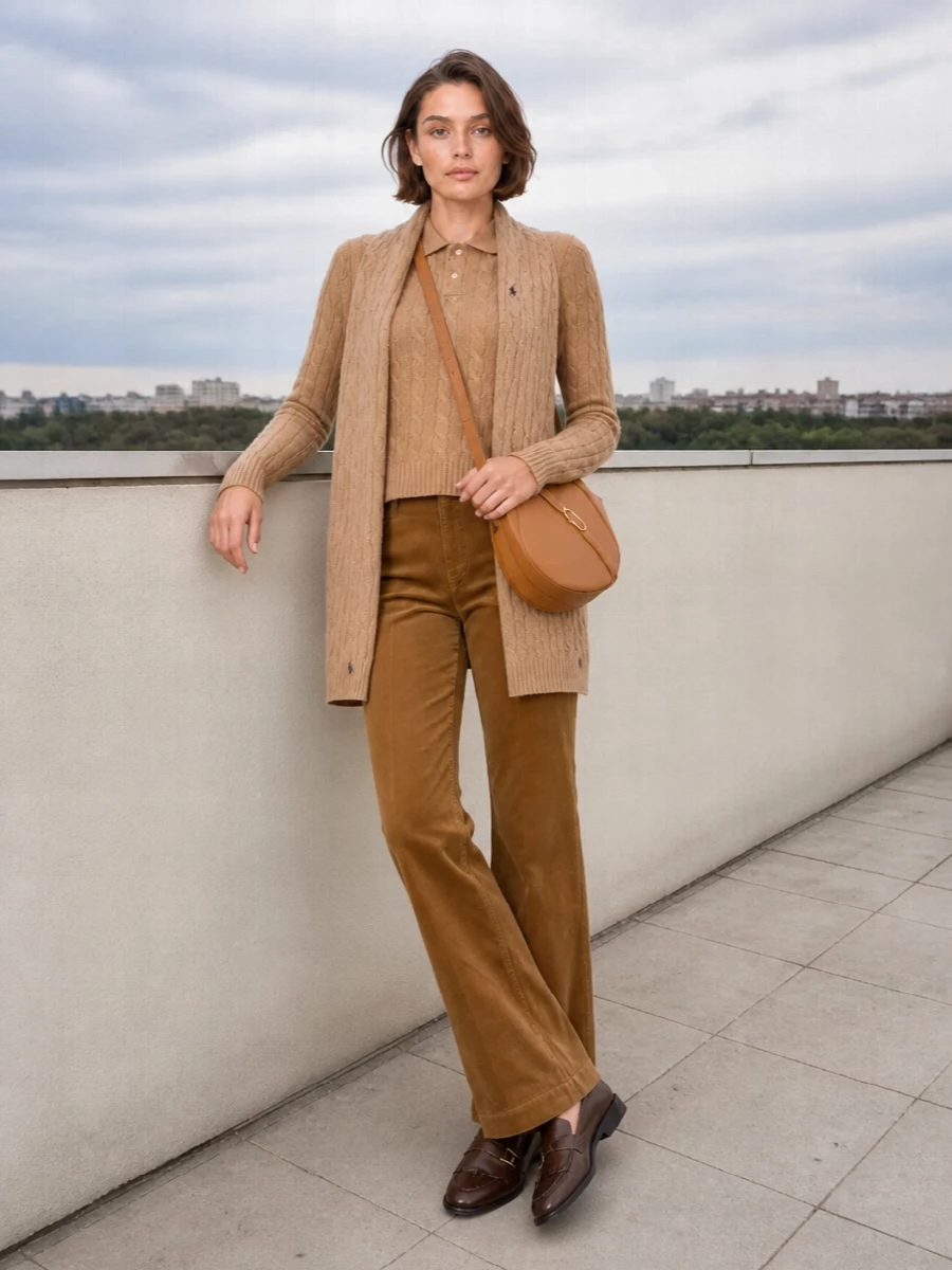 Polo ralph lauren camel corduroy trousers outfit