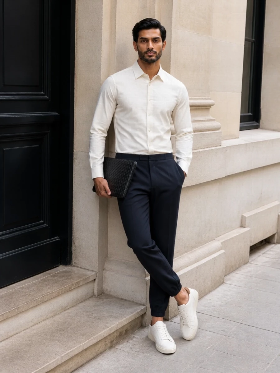 Burberry shirt zegna trousers office outfit