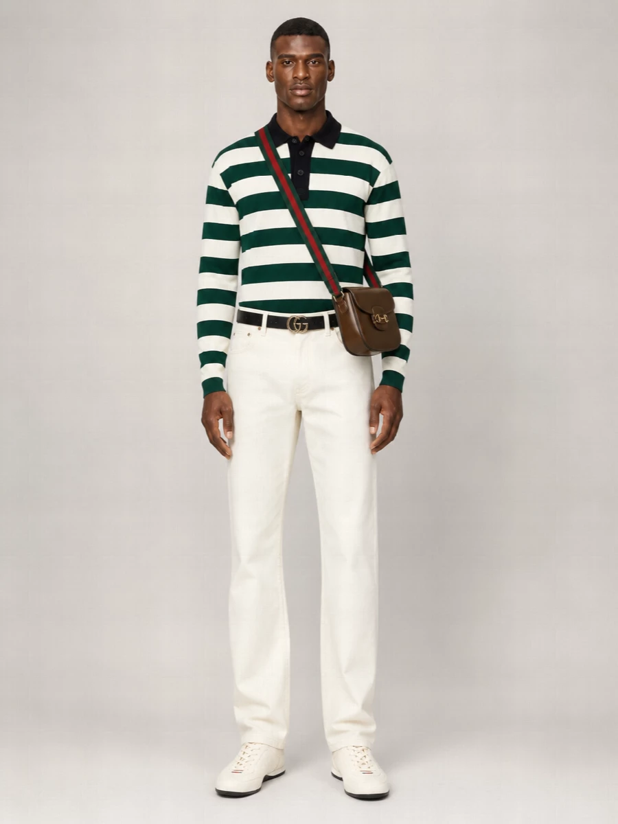 Gucci Striped Silk Polo Shirt