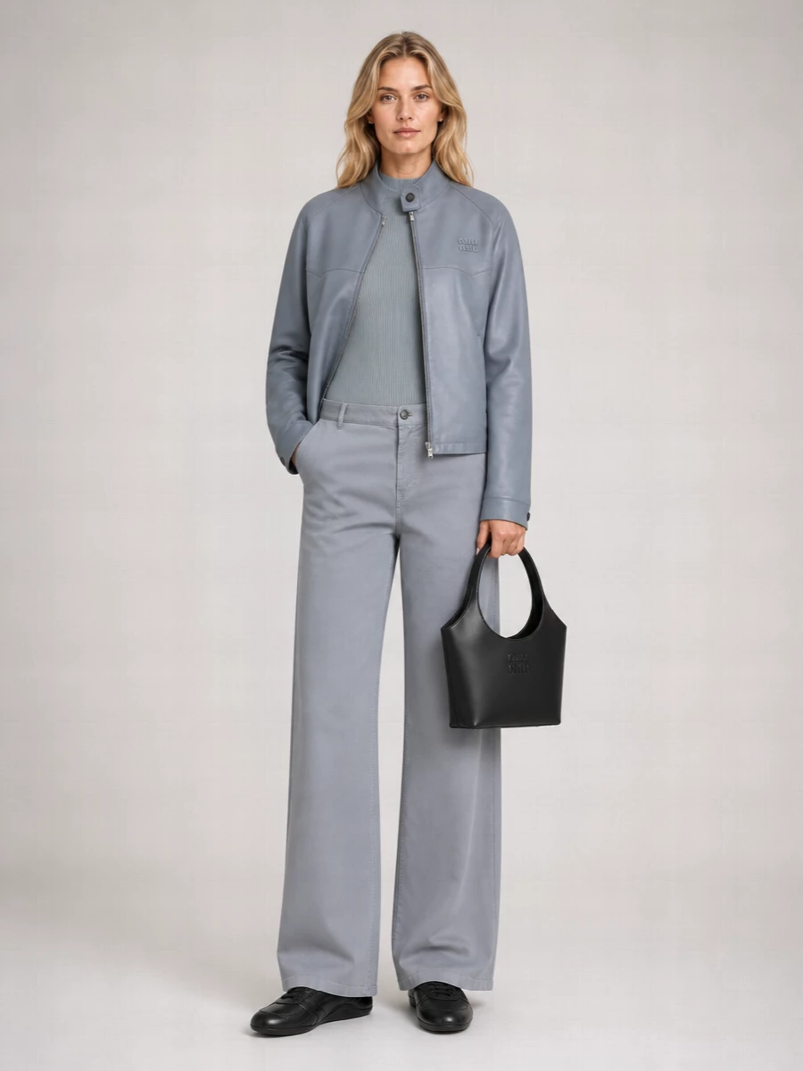 Miu Miu Lamb Leather Single Breasted Jacket