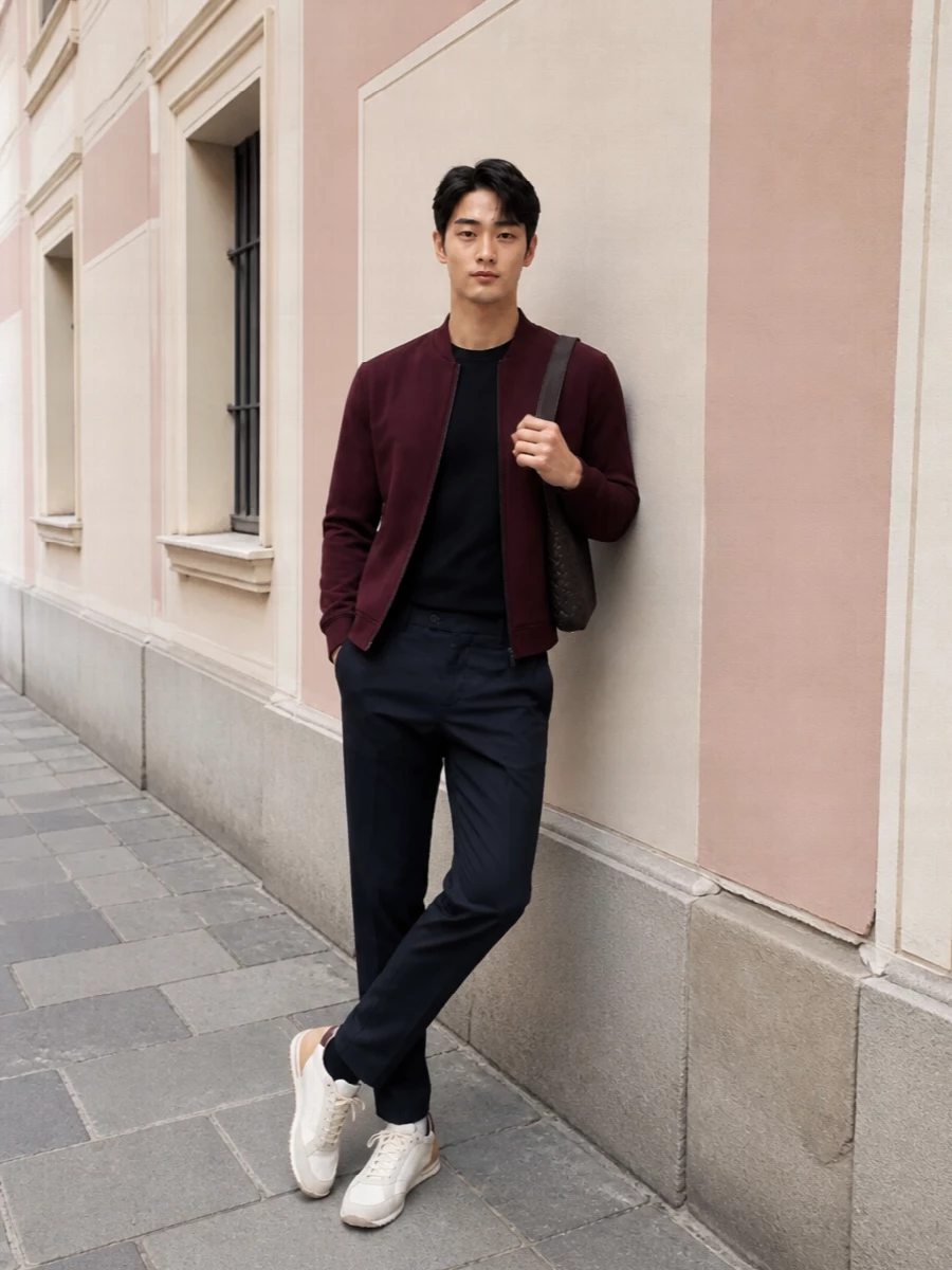 Brunello cucinelli bomber navy chinos outfit