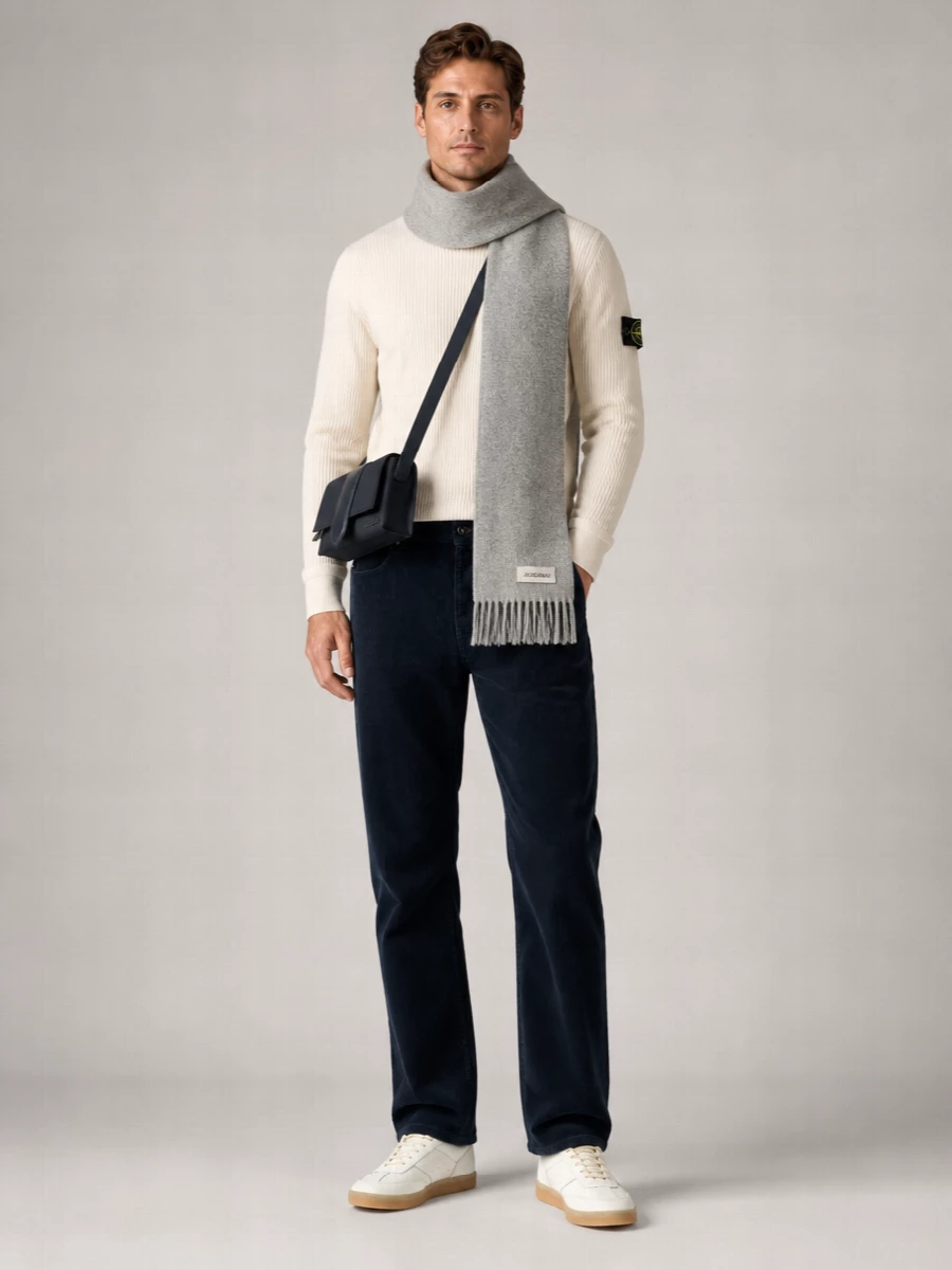 Stone Island Virgin Wool Ribbed Crewneck Sweater