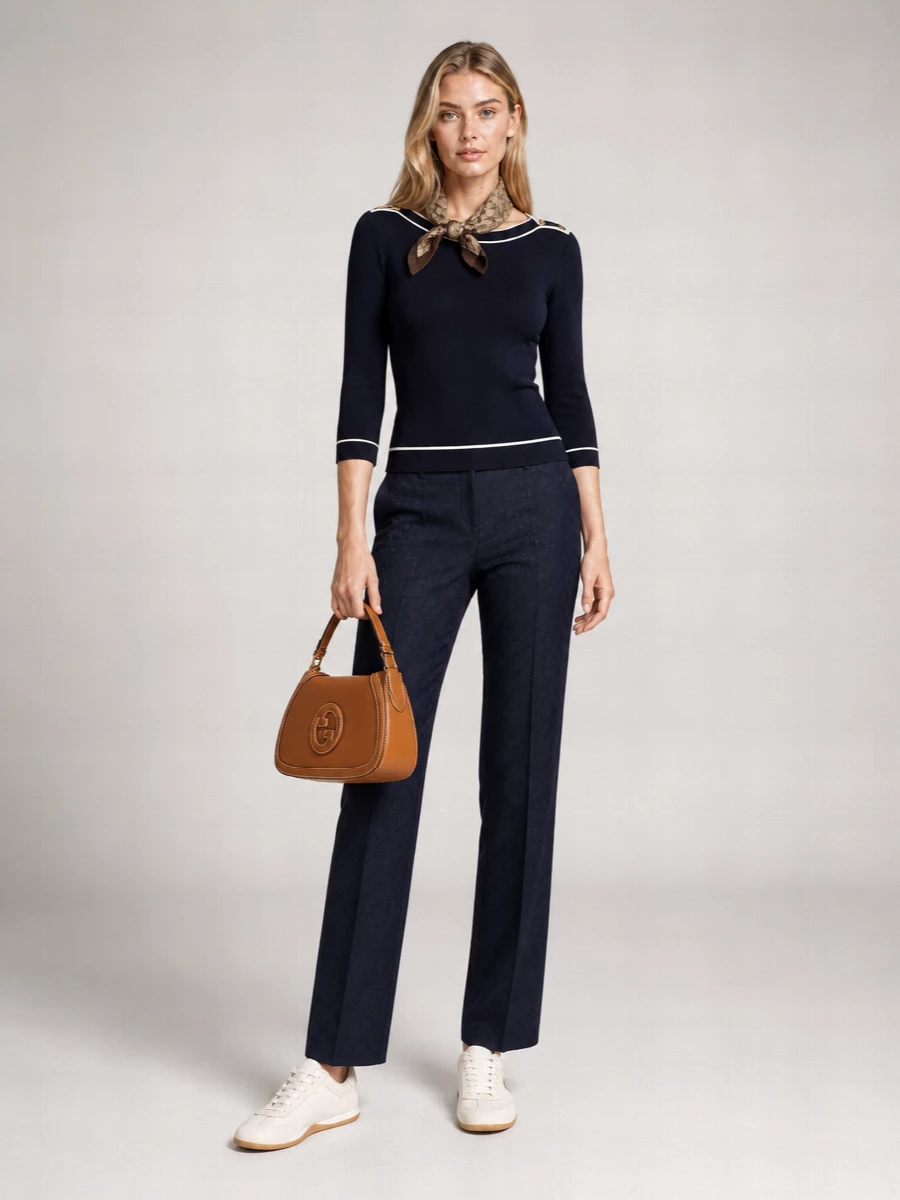 Gucci Wool Oversized Boat Neck Three Quarter Sleeve Sweater