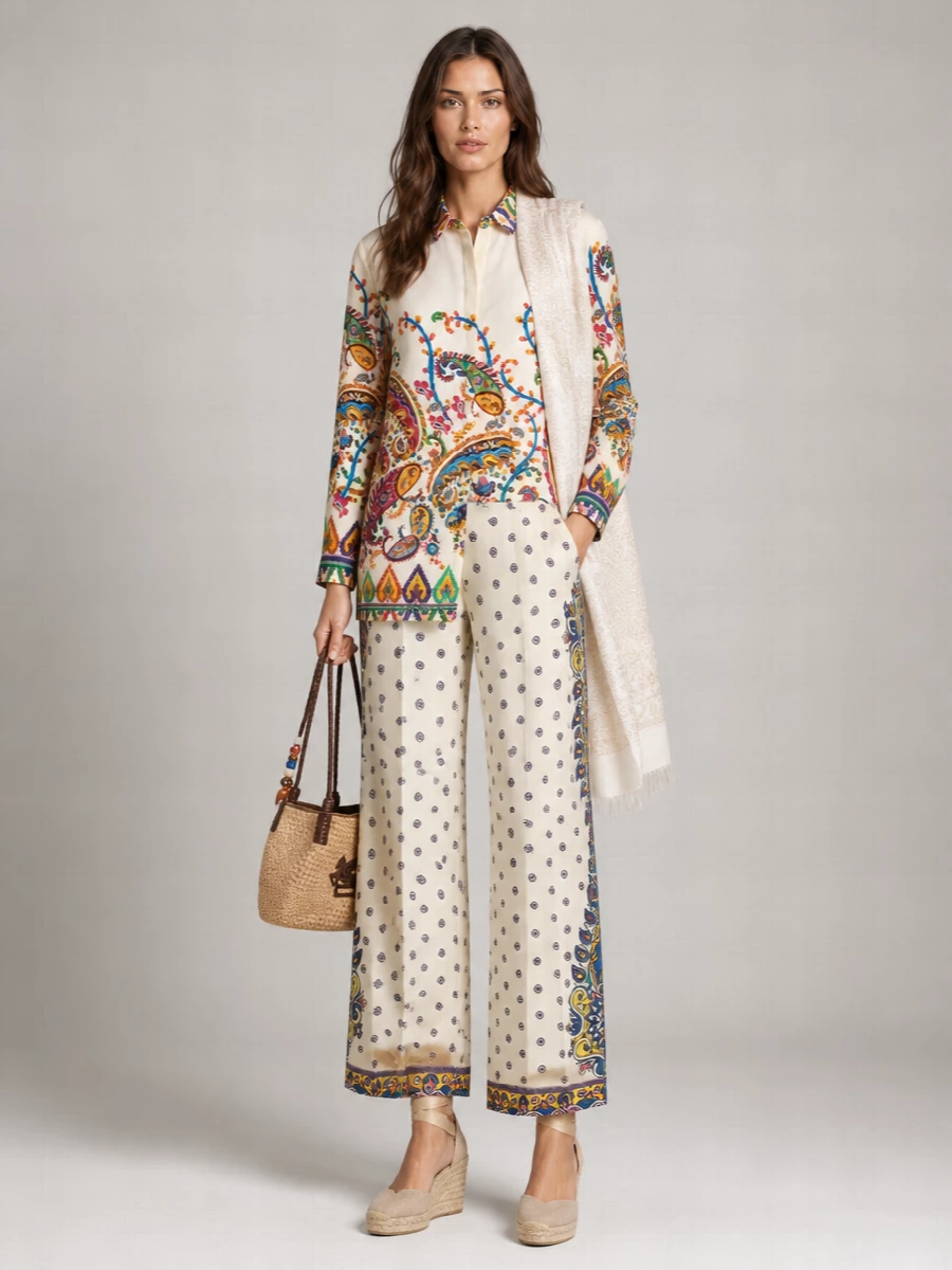 Etro Silk Wide-Leg Trousers