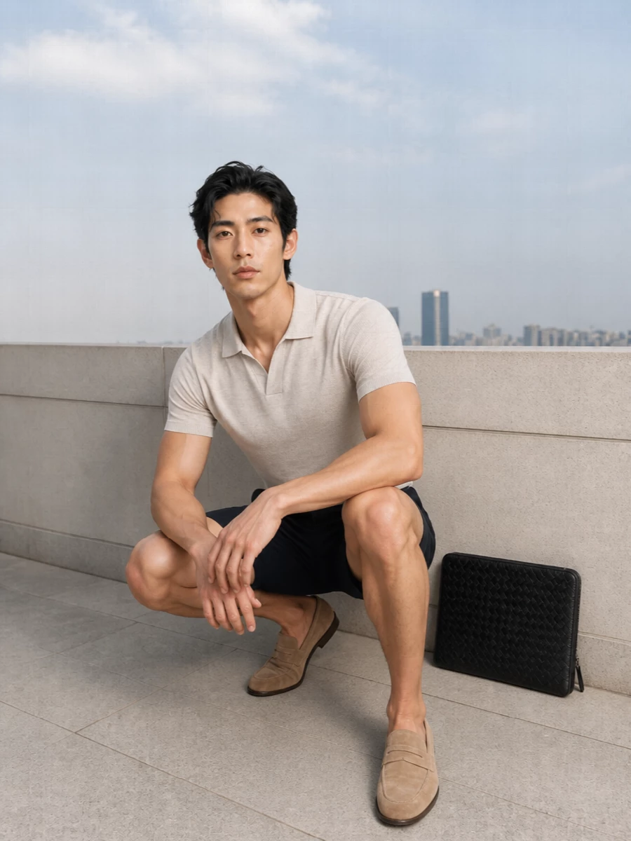 Tagliatore knit polo navy shorts tods loafers