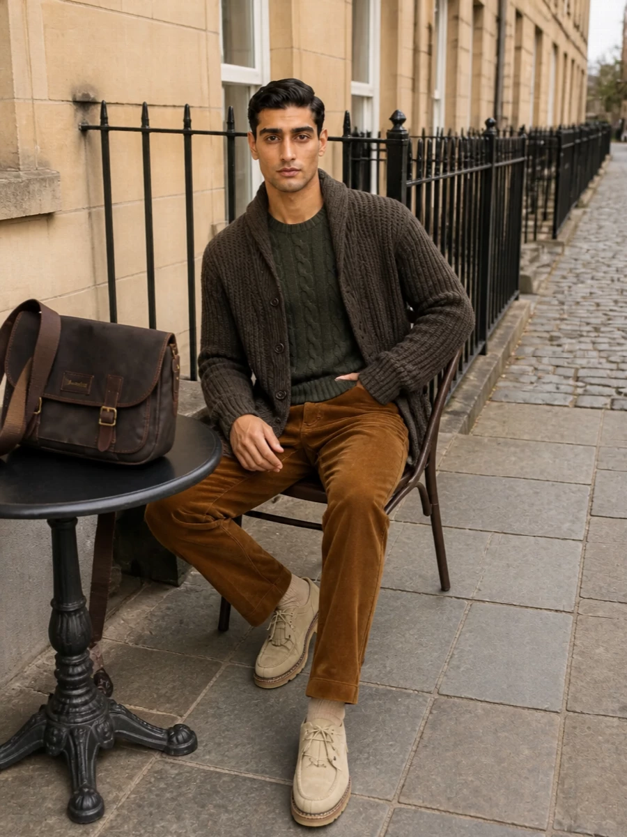 Polo ralph lauren shawl cardigan corduroy outfit