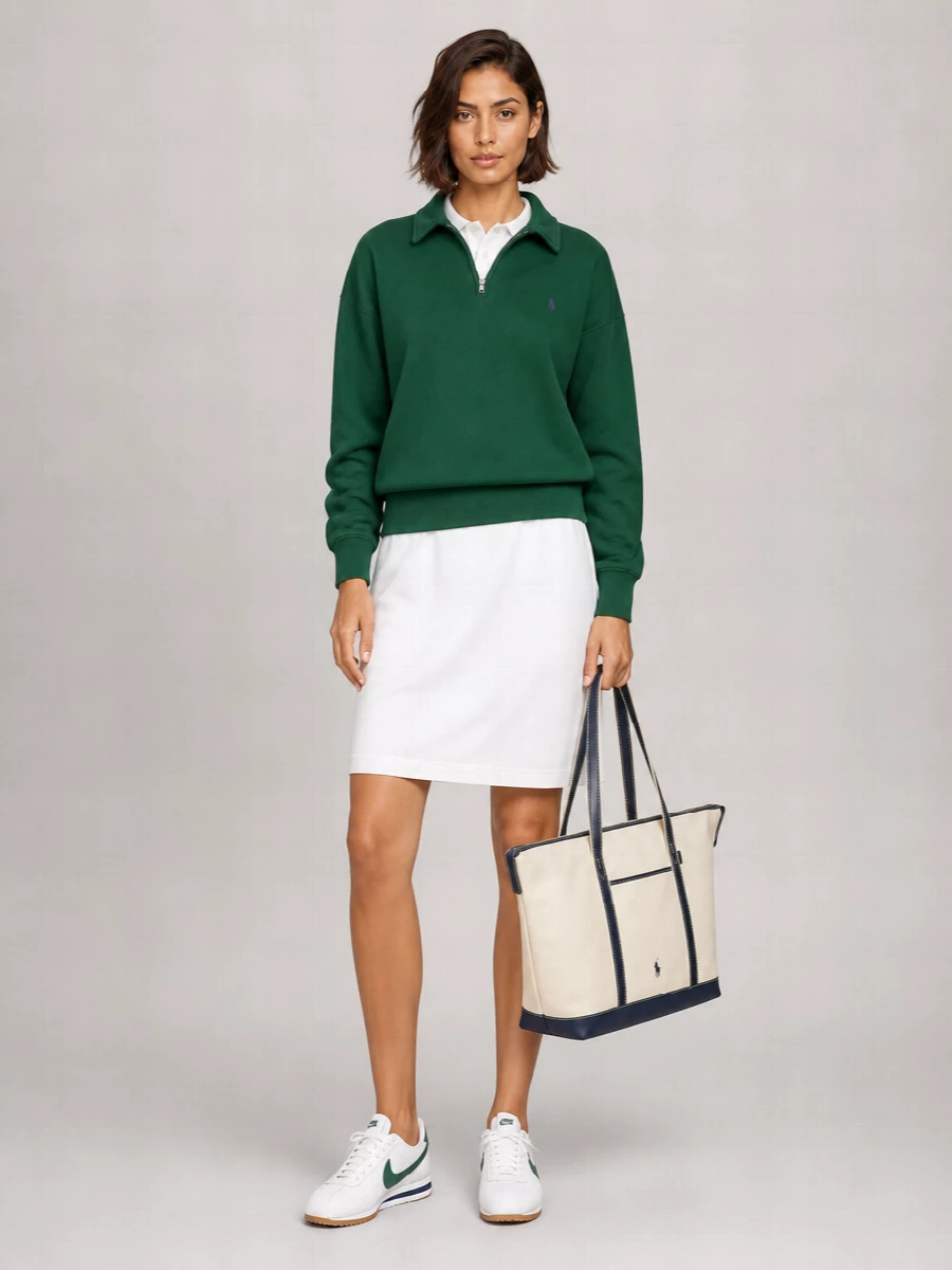 Polo Ralph Lauren Cotton Blend Relaxed Fit Half Zip Sweatshirt