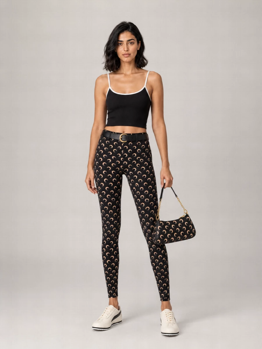 Marine Serre cotton long-sleeve camisole