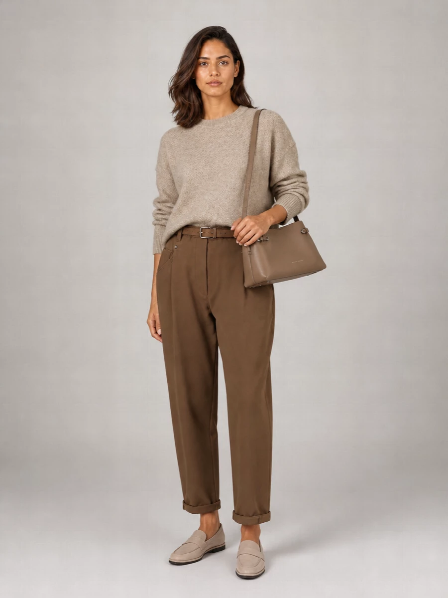 Brunello Cucinelli High-Rise Straight-Leg Cotton Tailored Trousers