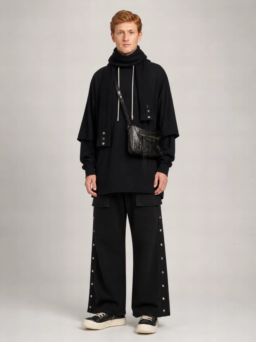 Rick Owens Drkshdw Cotton Wide-Leg Floor-Length Trousers
