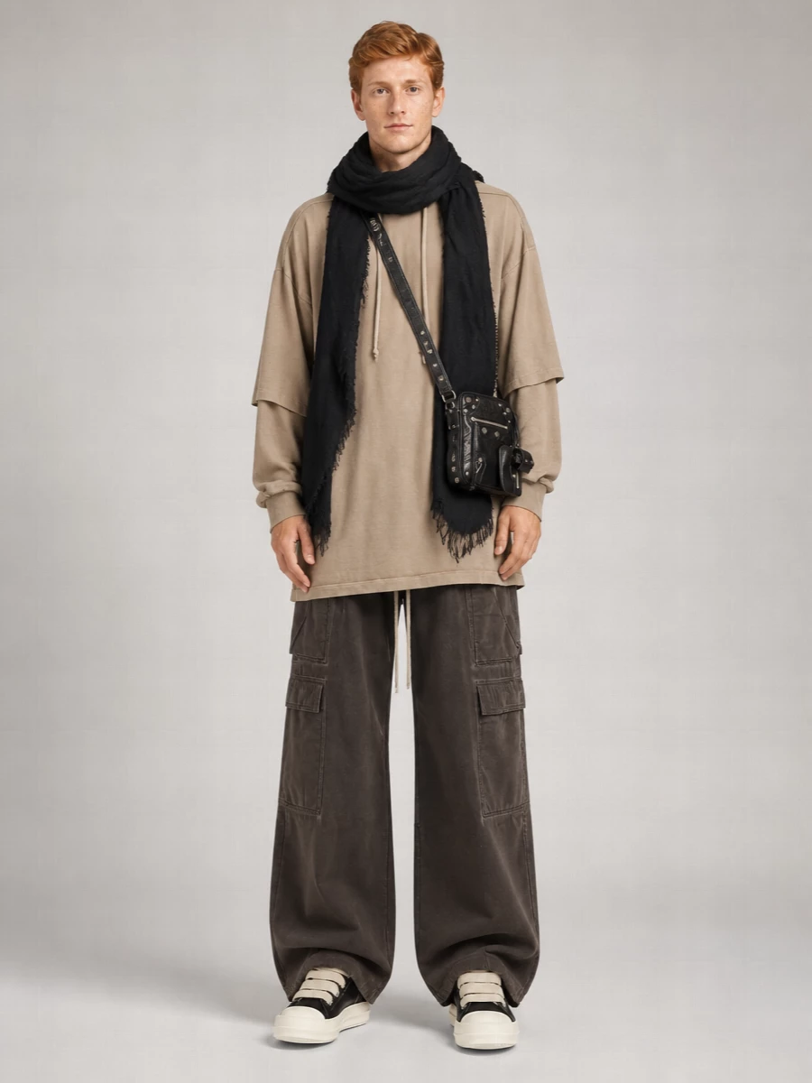 Rick Owens Drkshdw Denim Low-Rise Wide-Leg Cargo Jeans
