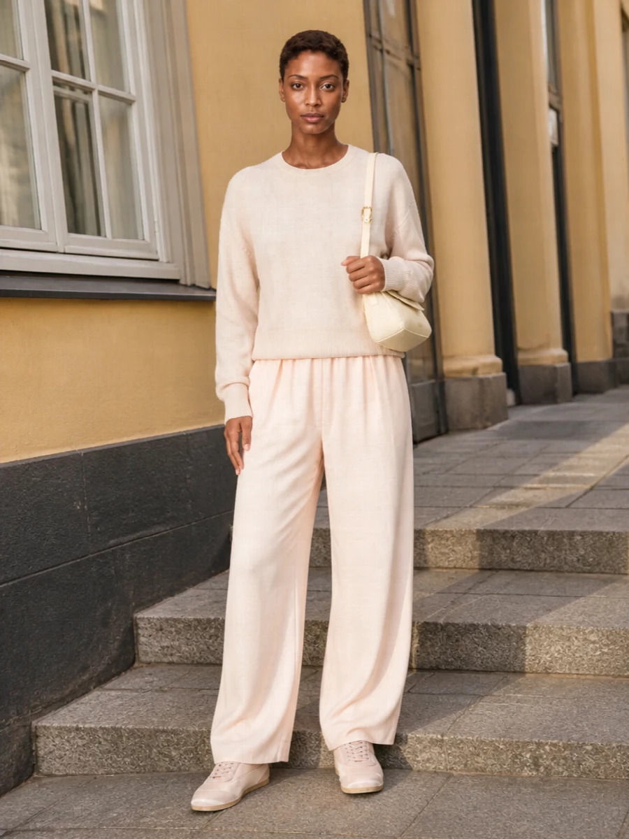 Jil sander blush wide leg trousers minimalist knit