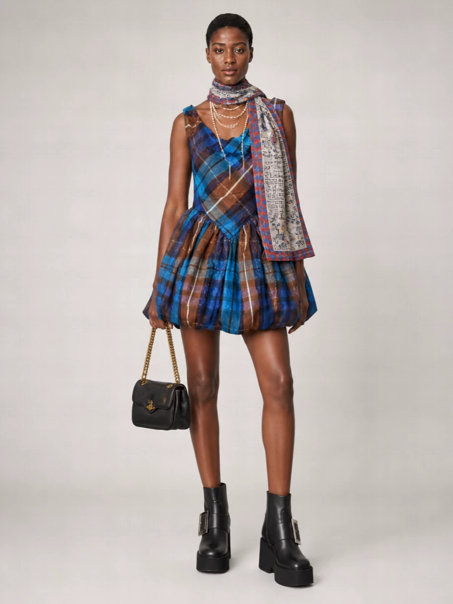 Vivienne Westwood Small Leather Ribbed Shoulder Bag