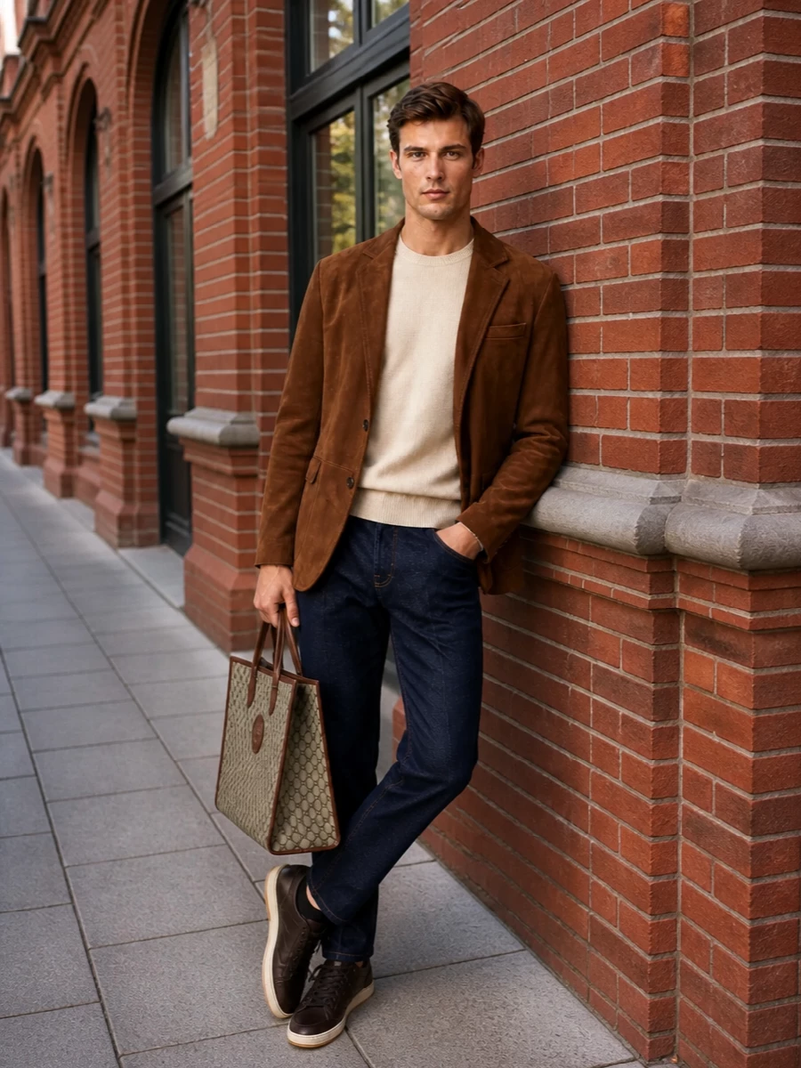 Golden goose suede blazer gucci dark denim outfit
