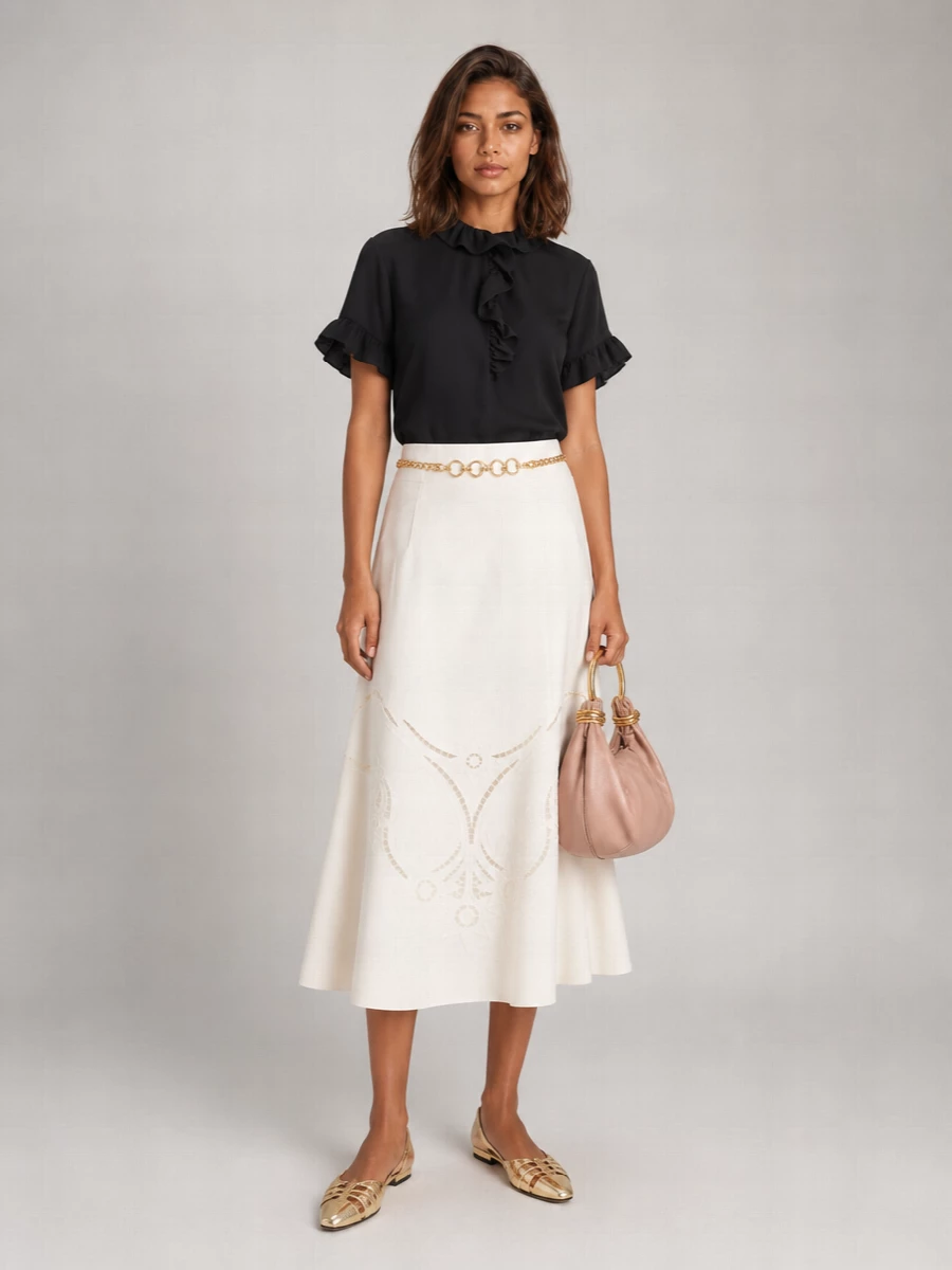 Chloé Silk Ruffled Short-Sleeve Blouse