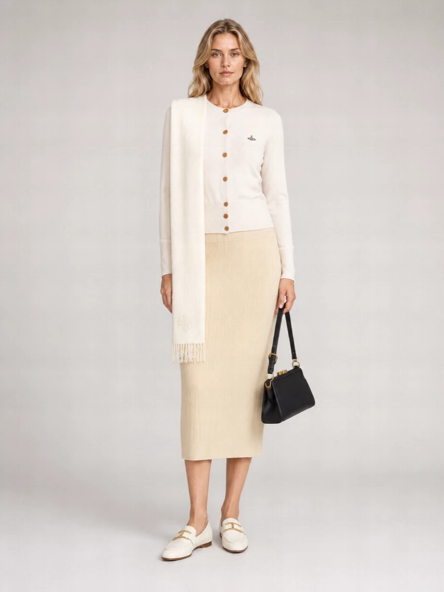 Vivienne Westwood Cashmere Blend Ribbed Crewneck Cardigan