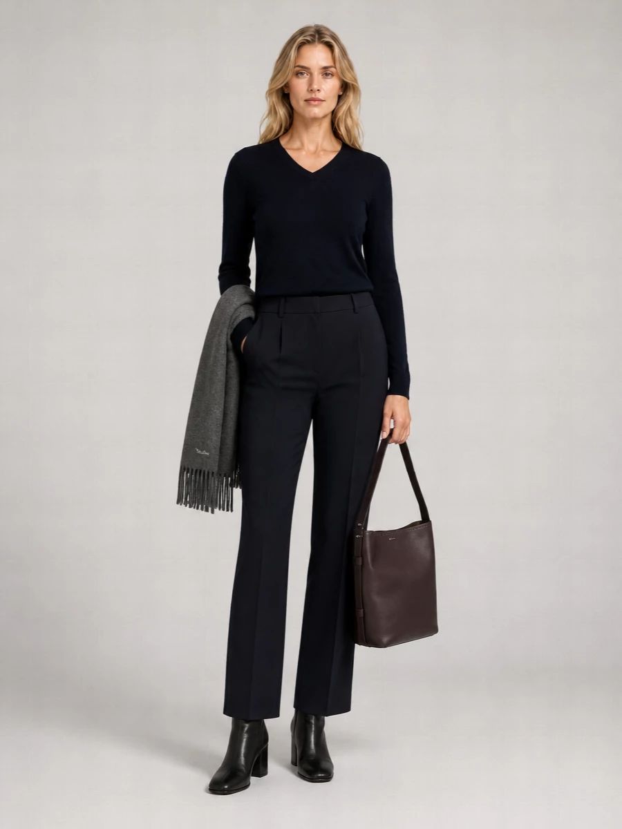 S Max Mara Wool V-Neck Long-Sleeve Sweater