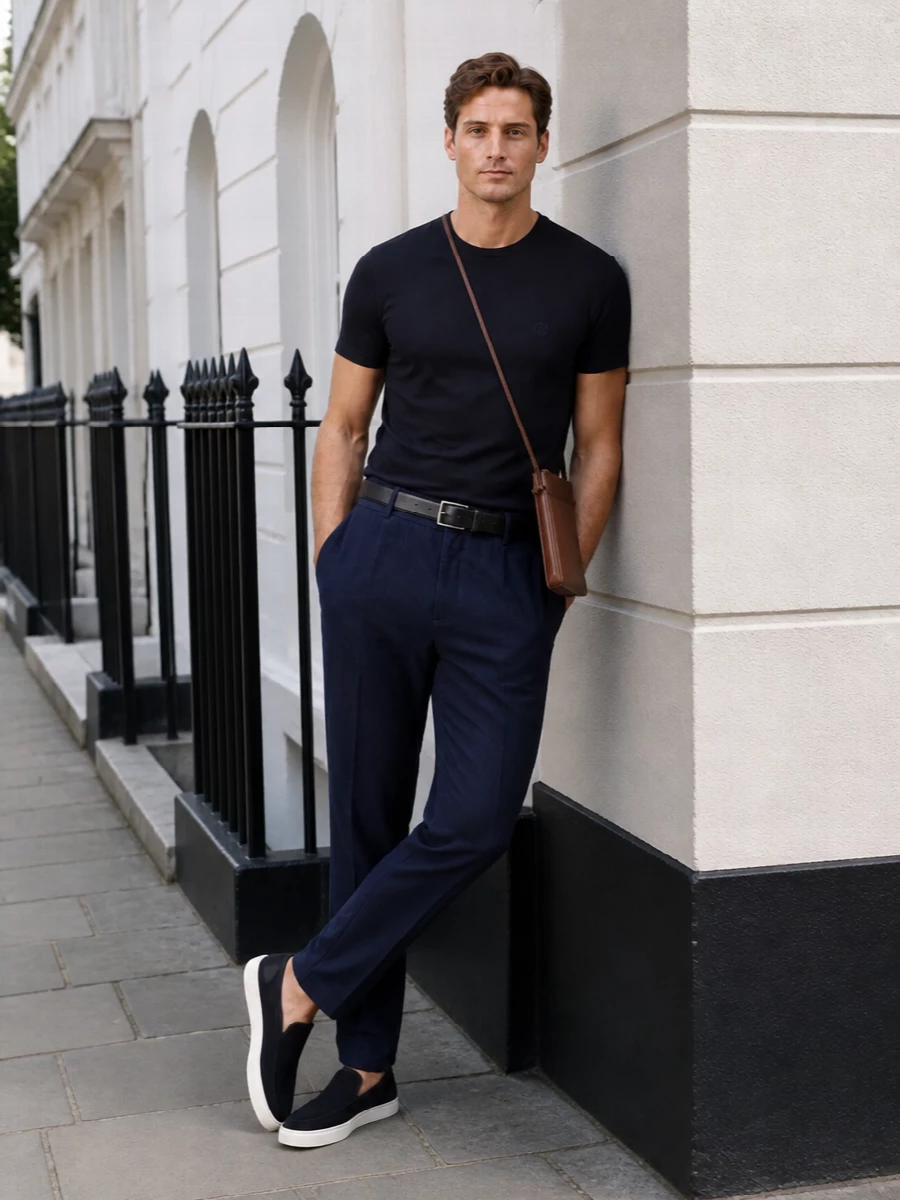 Giorgio armani navy t shirt tailored trousers