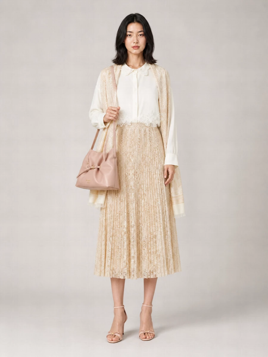 Ermanno Scervino Lace Midi Pleated Skirt