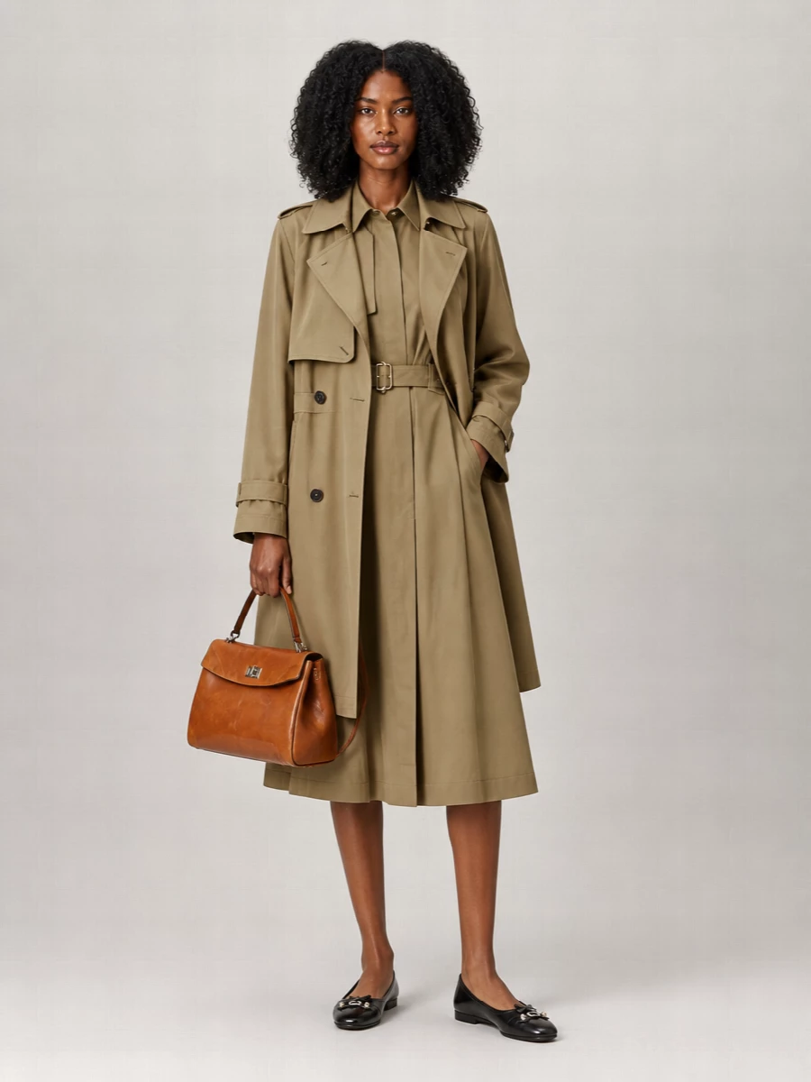 Balenciaga Cotton Cropped Belted Double-Breasted Trench Coat