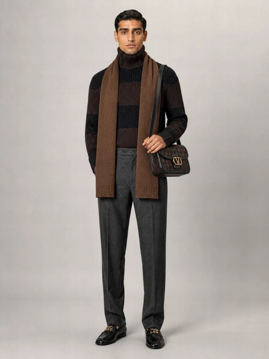 Dolce&Gabbana Chunky-Knit Striped Wool-Blend Turtleneck Sweater