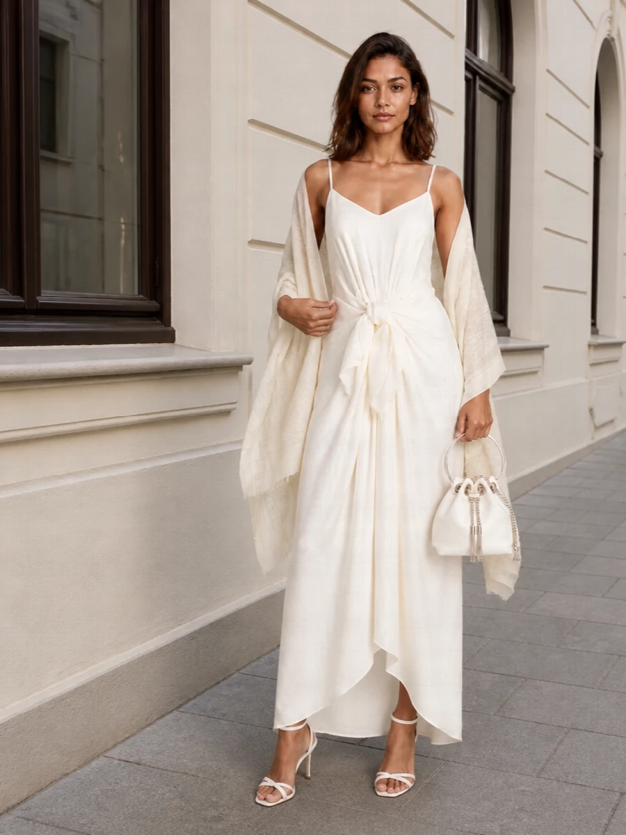 Jw anderson ivory slip dress aquazzura sandals