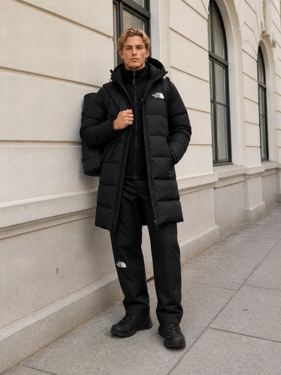 The north face black parka gore tex outfit