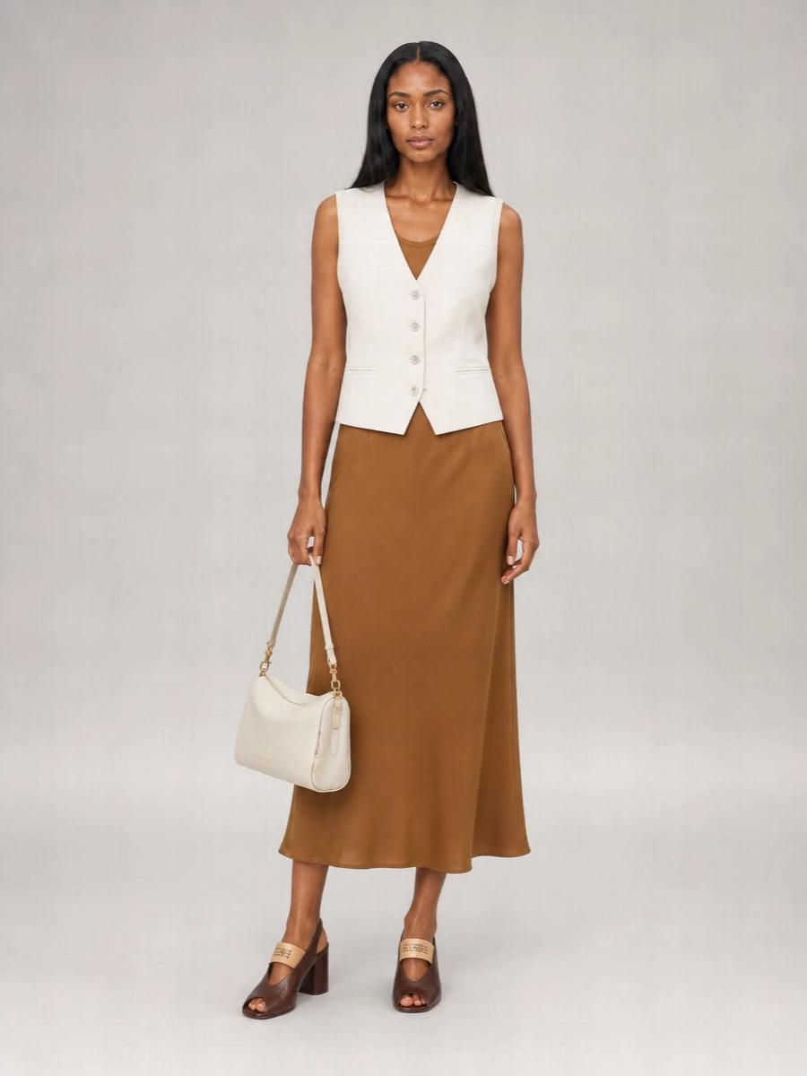 Max Mara Linen Cable-Knit V-Neck Cropped Vest