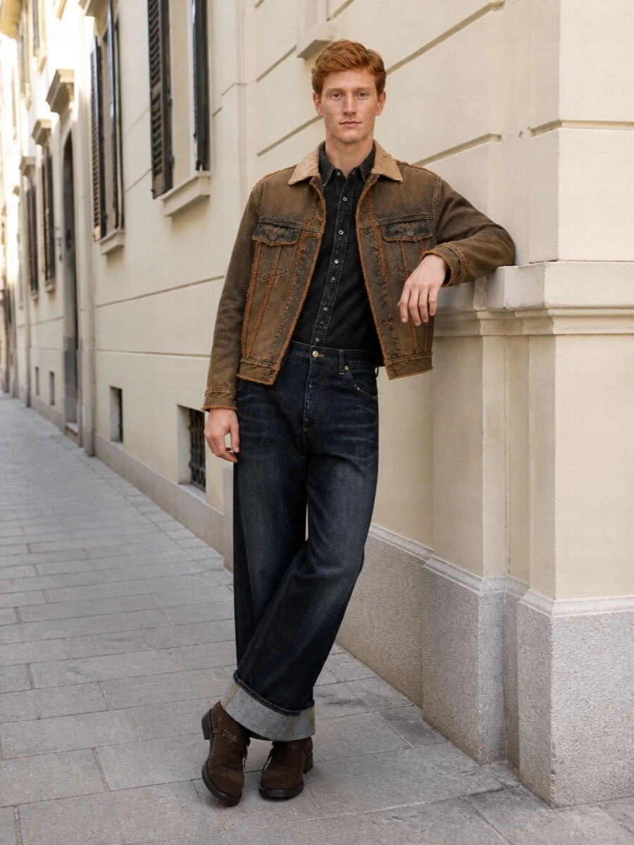 Dolce gabbana distressed denim jacket outfit