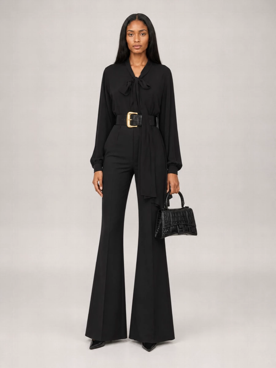Balenciaga Viscose High-Rise Flared Trousers