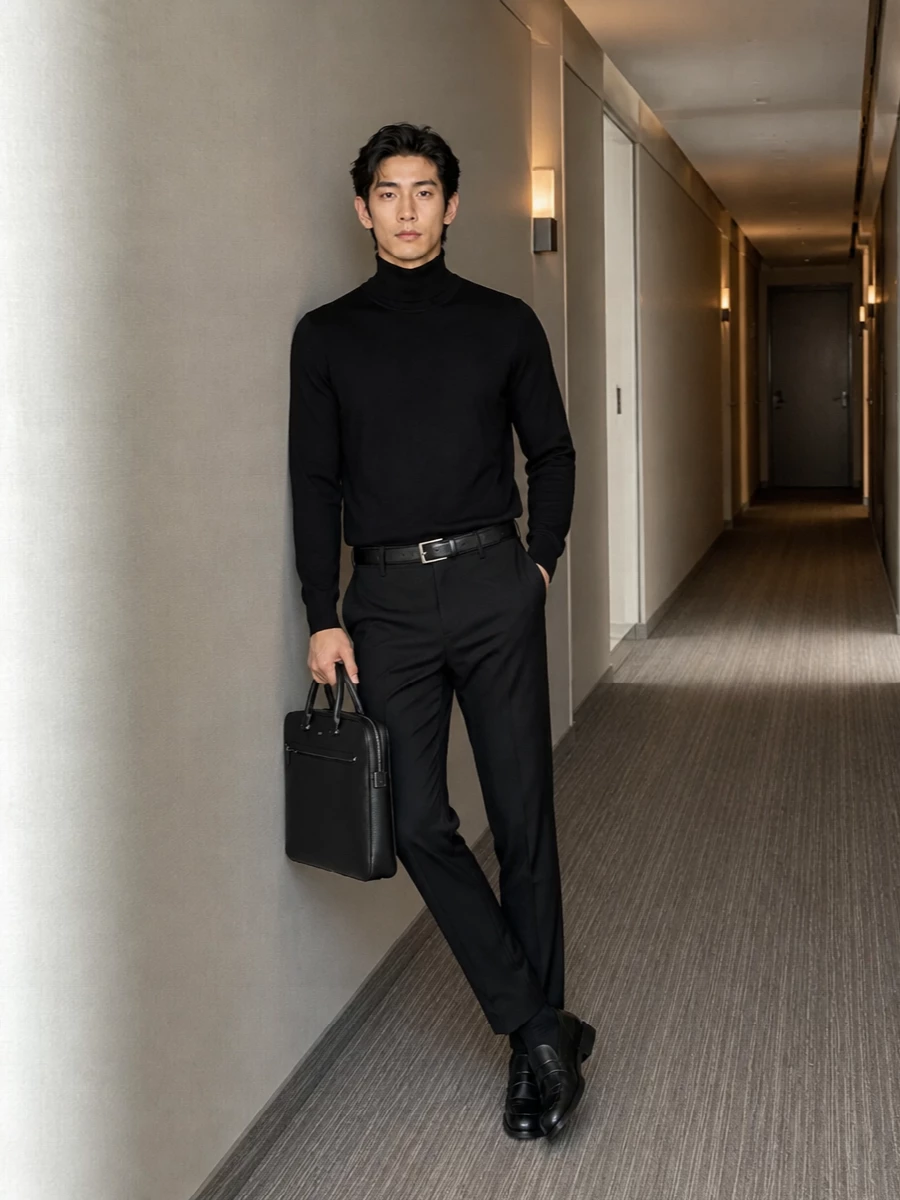 Dondup black trousers turtleneck tods loafers