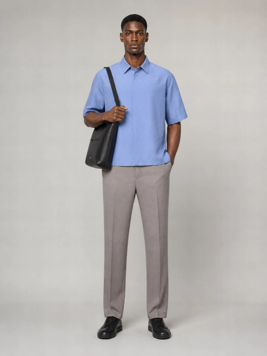 Fendi Linen Blend Oversized Short-Sleeve Shirt