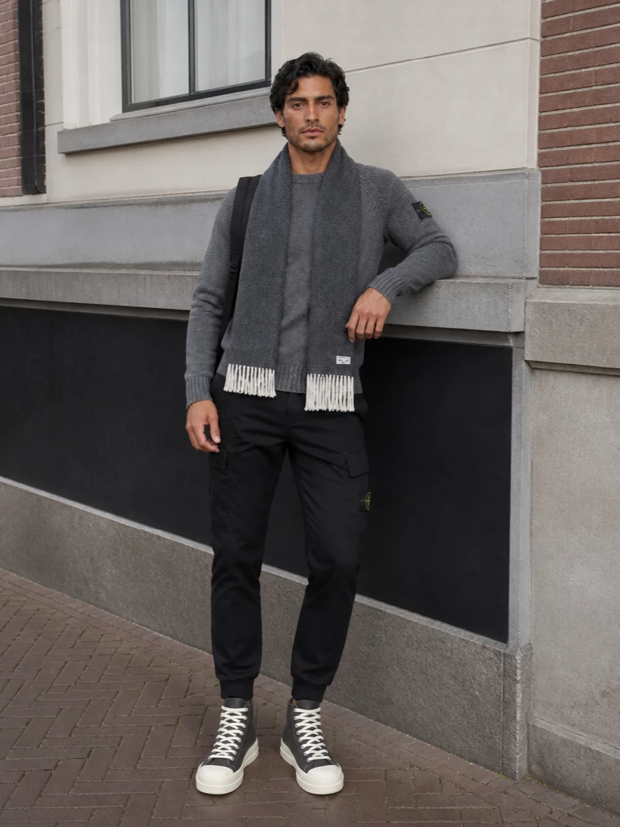 Stone island knit cargo pants rick owens sneakers