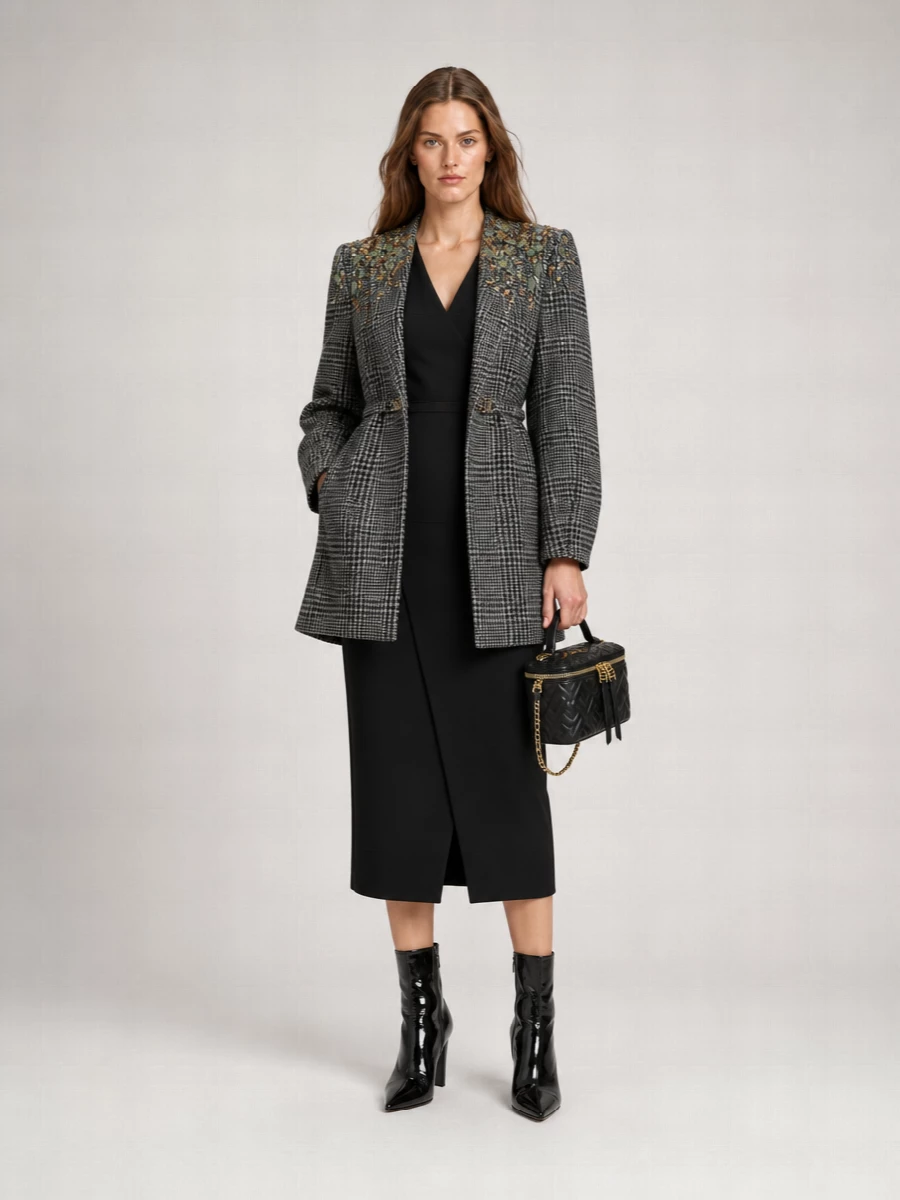 Fendi Embellished Tweed Single Breasted Jacket