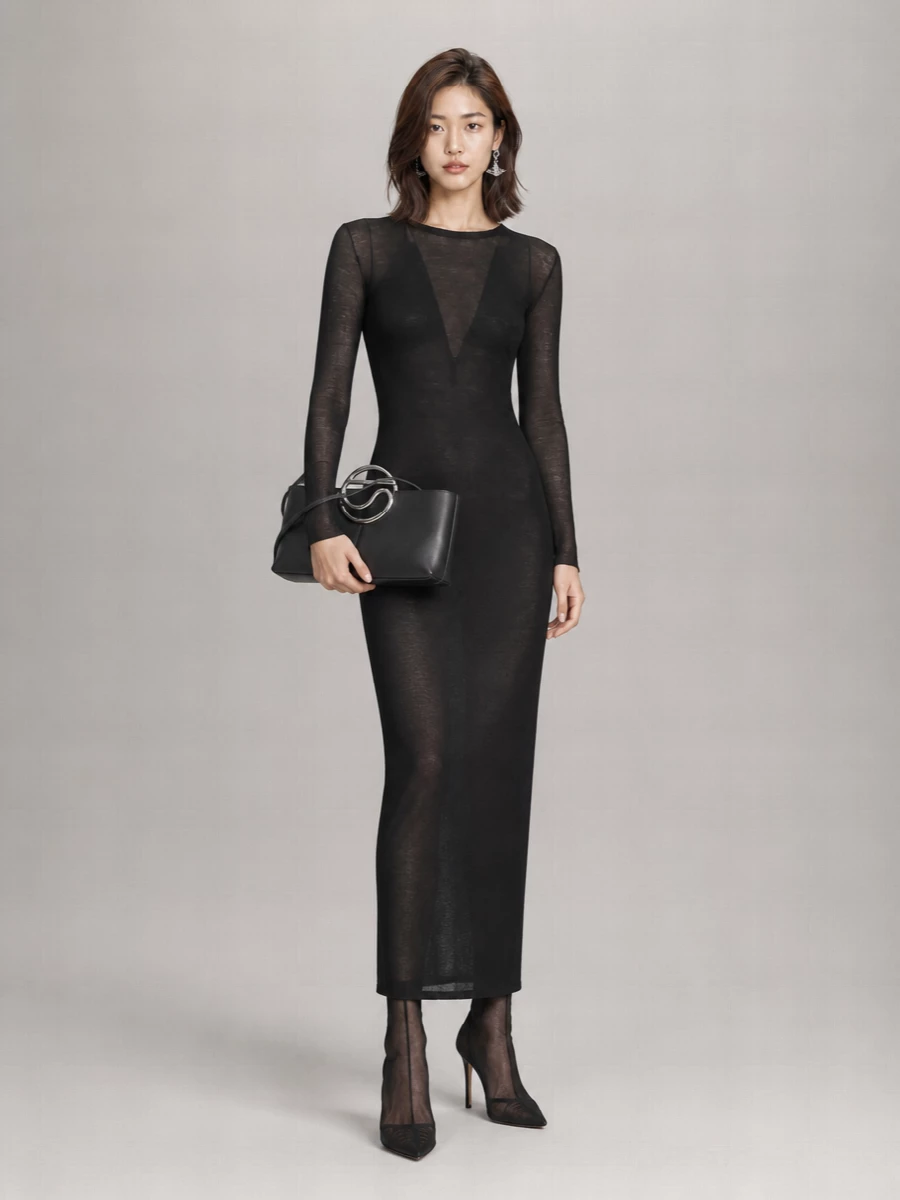 7 For All Mankind Fitted Maxi Dress