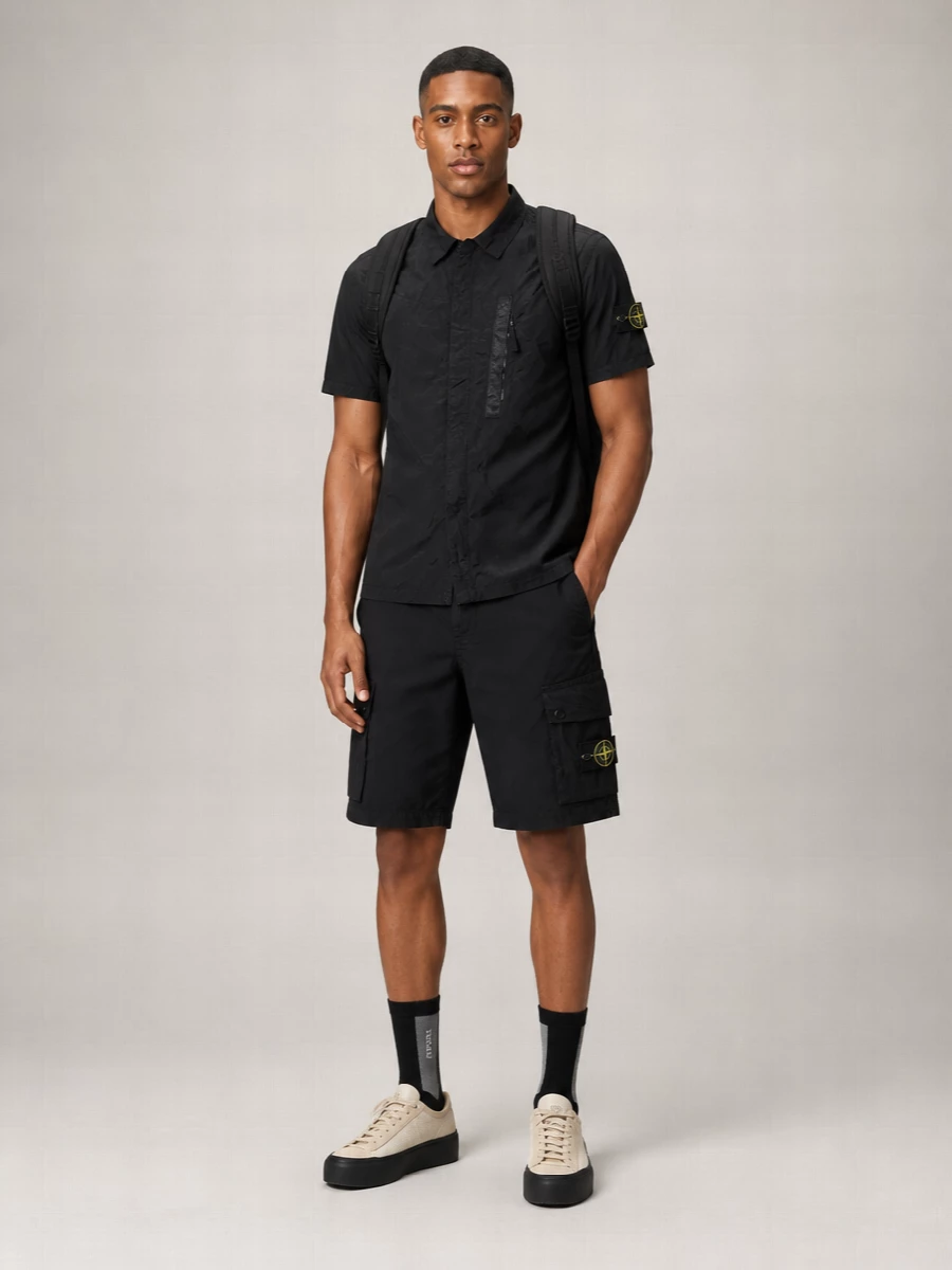 Stone Island Nylon Short-Sleeve Zip Overshirt