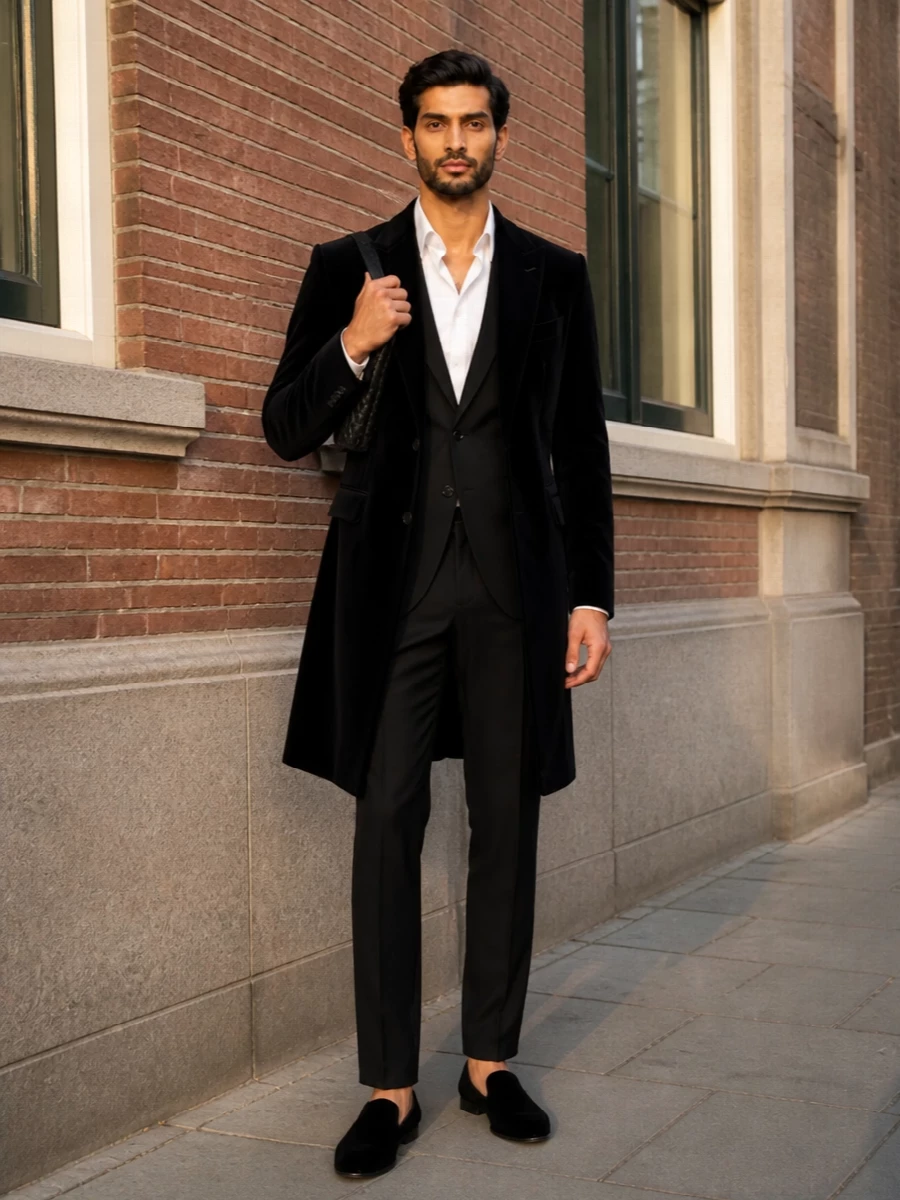 Dolce gabbana black velvet coat tux trousers