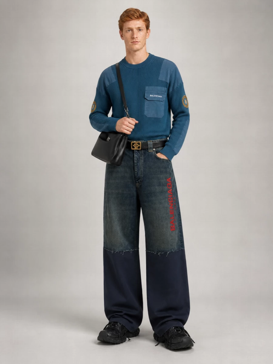 Balenciaga Cotton Wide-Leg Jeans