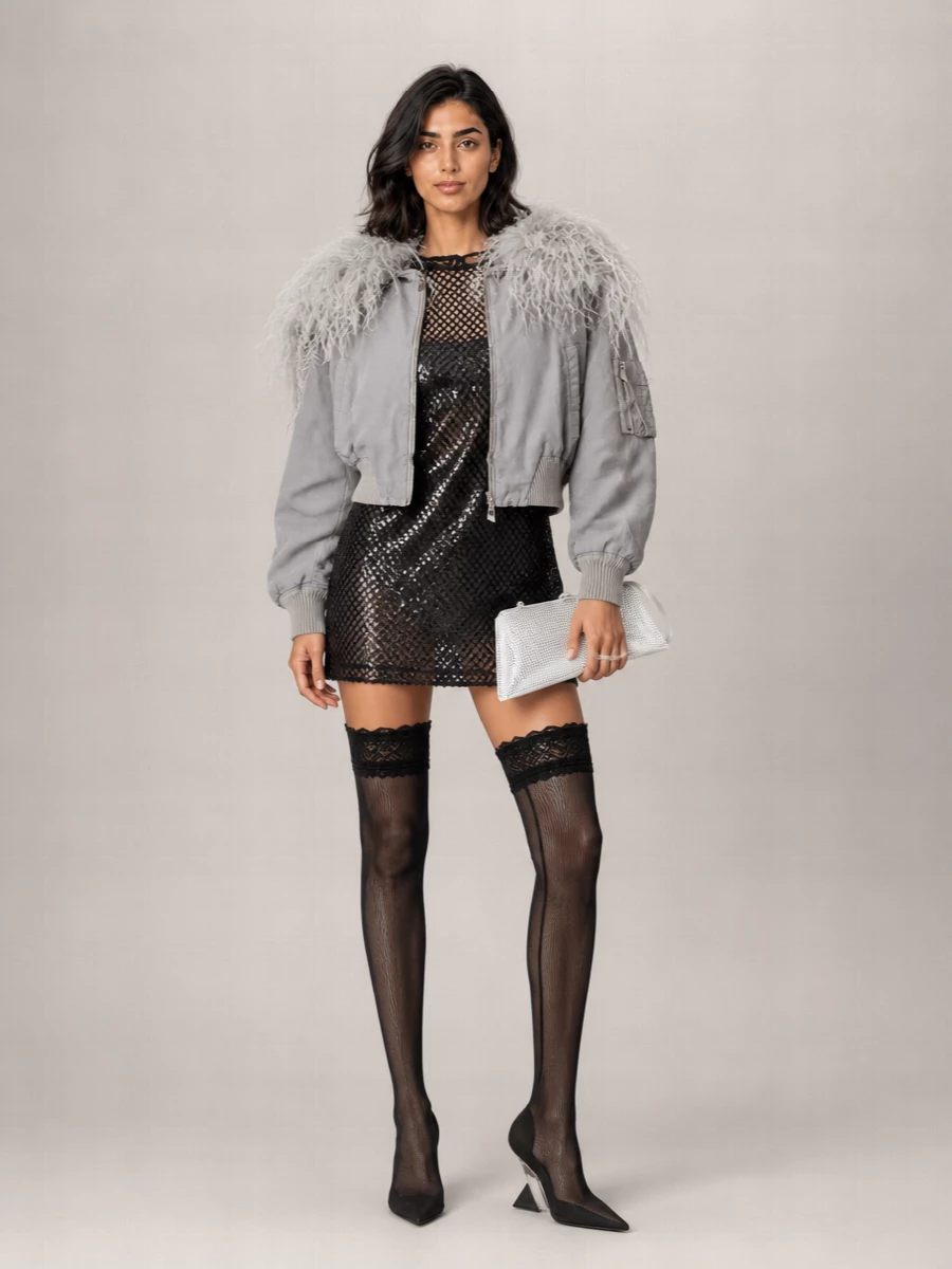 The Attico Feather Bomber Jacket
