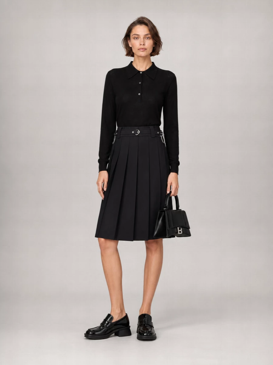 Prada Wool Midi Pleated Skirt