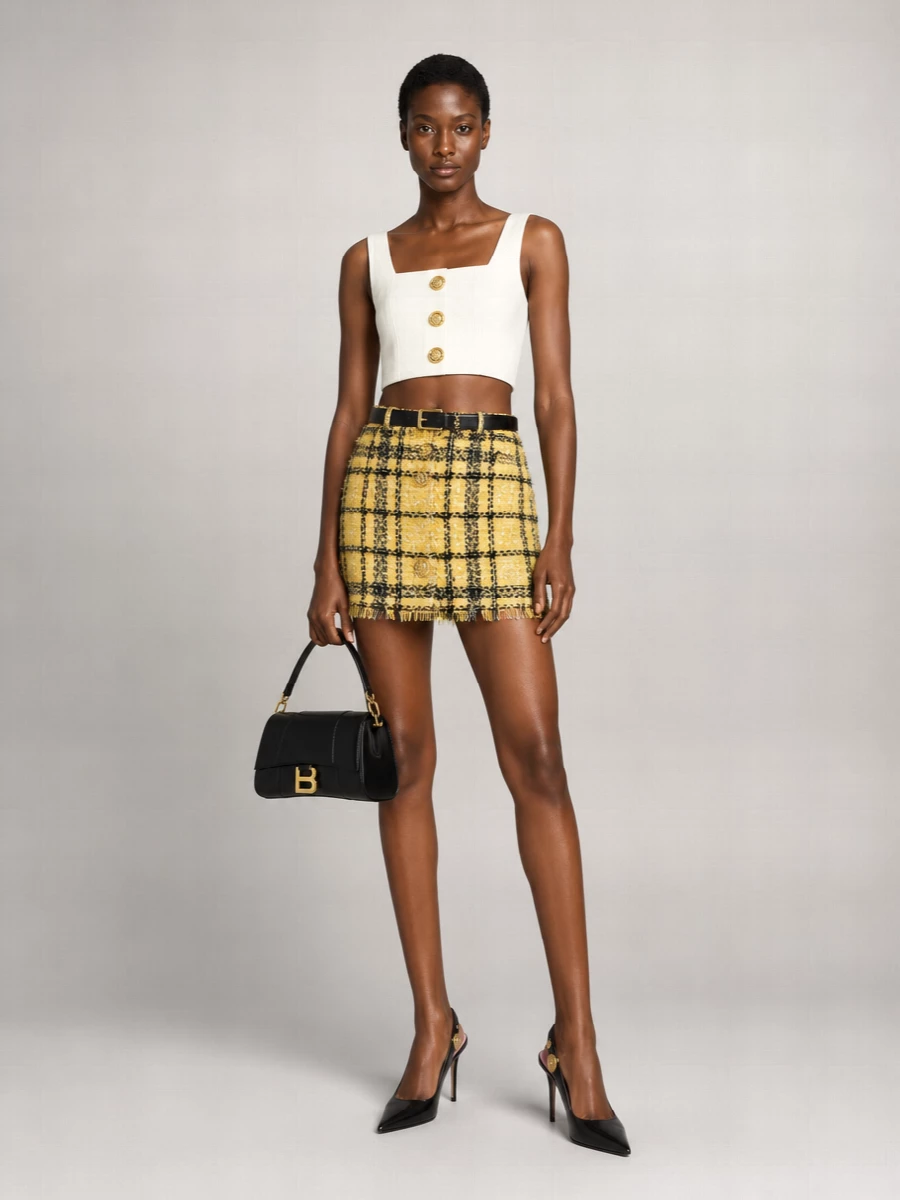 Balmain Embroidered Tweed Mini Skirt