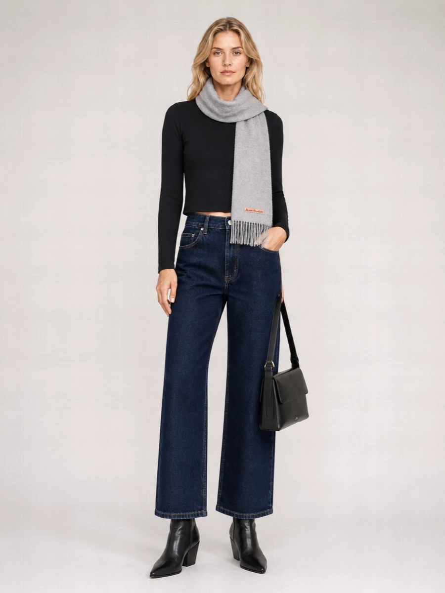 Acne Studios Wool Knitted Fringed Scarf
