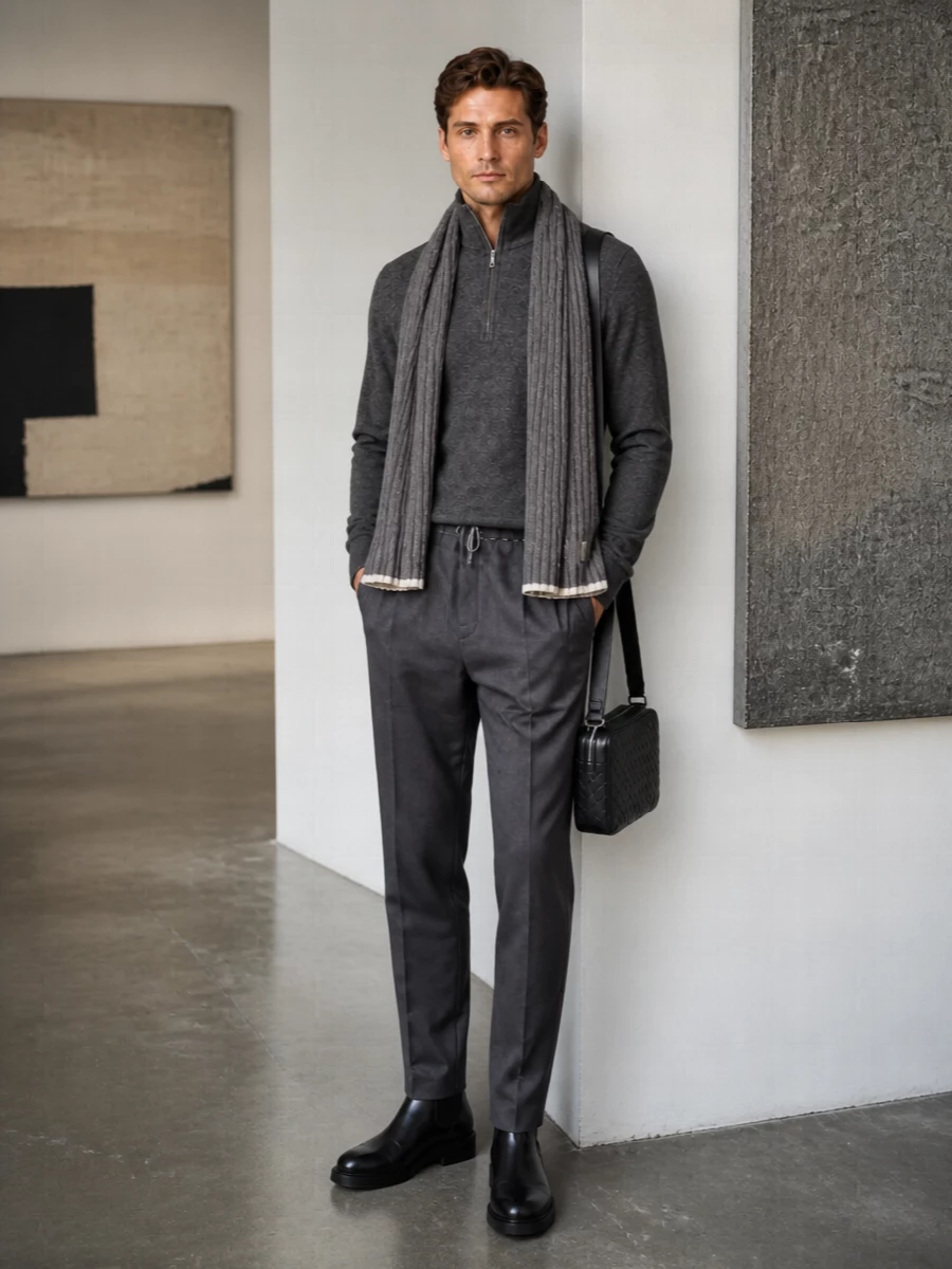 Vince half zip margiela trouser bottega boots