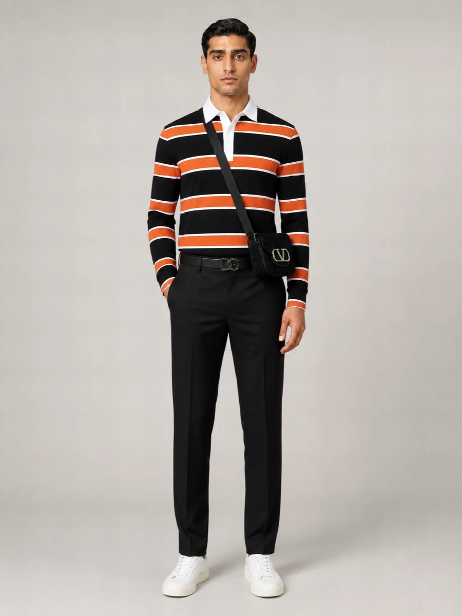 Celine Striped Cotton Polo Shirt