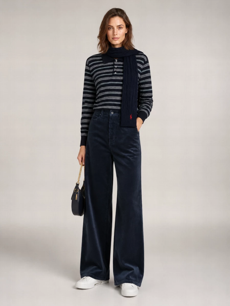 Dunst Striped Long-Sleeve Polo Sweater