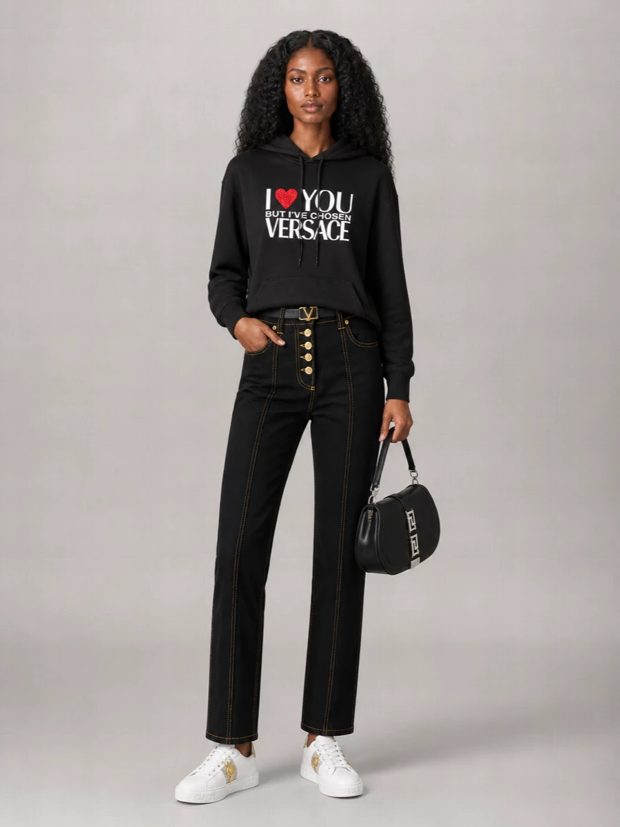 Versace Greca Goddess Leather Shoulder Bag