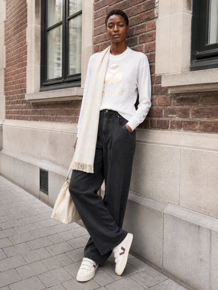 Isabel marant etoile sweatshirt wide leg pants outfit