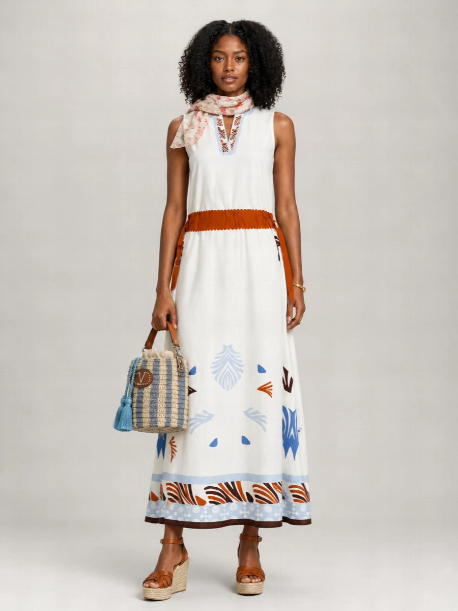 Herno Printed Cotton Midi Beach Dress
